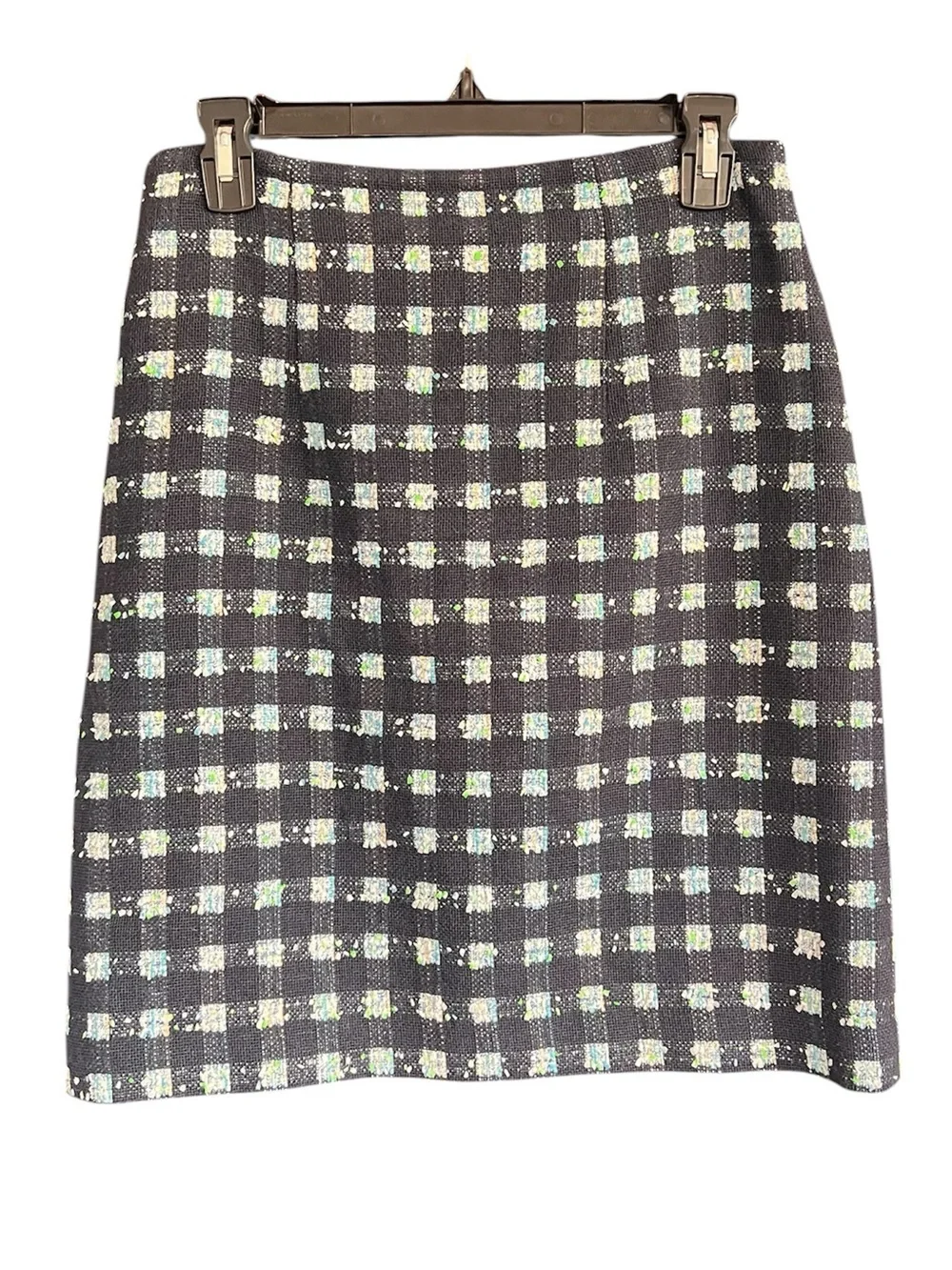 EUC Brooks Brothers Tweed Boucle Checkered Pencil Skirt size 6 Italian Fabric